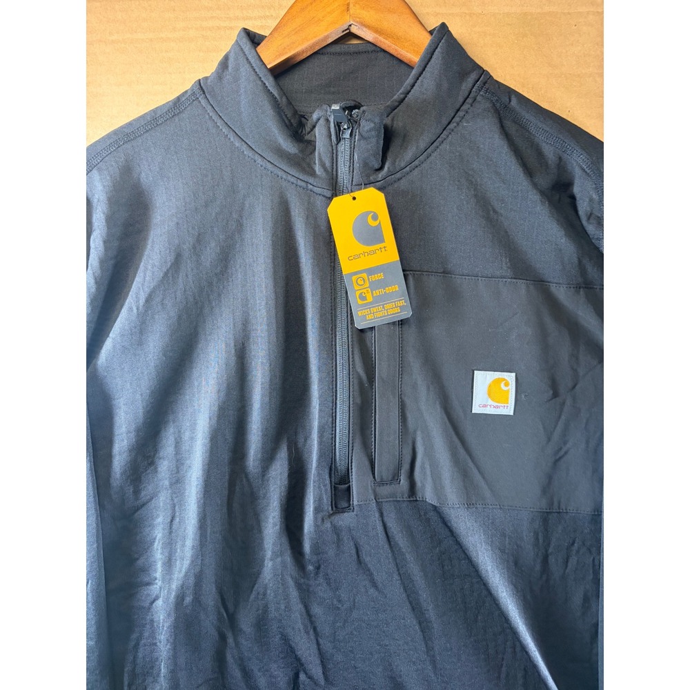 Carhartt Force Quarter Zip Pullover Mens Large Black Relaxed Fit Long Sleeve NWT